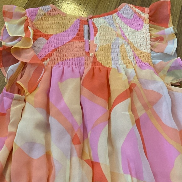 Aqua Girls Pink and Orange Printed Ruffled Dress Size M - Picture 8 of 8